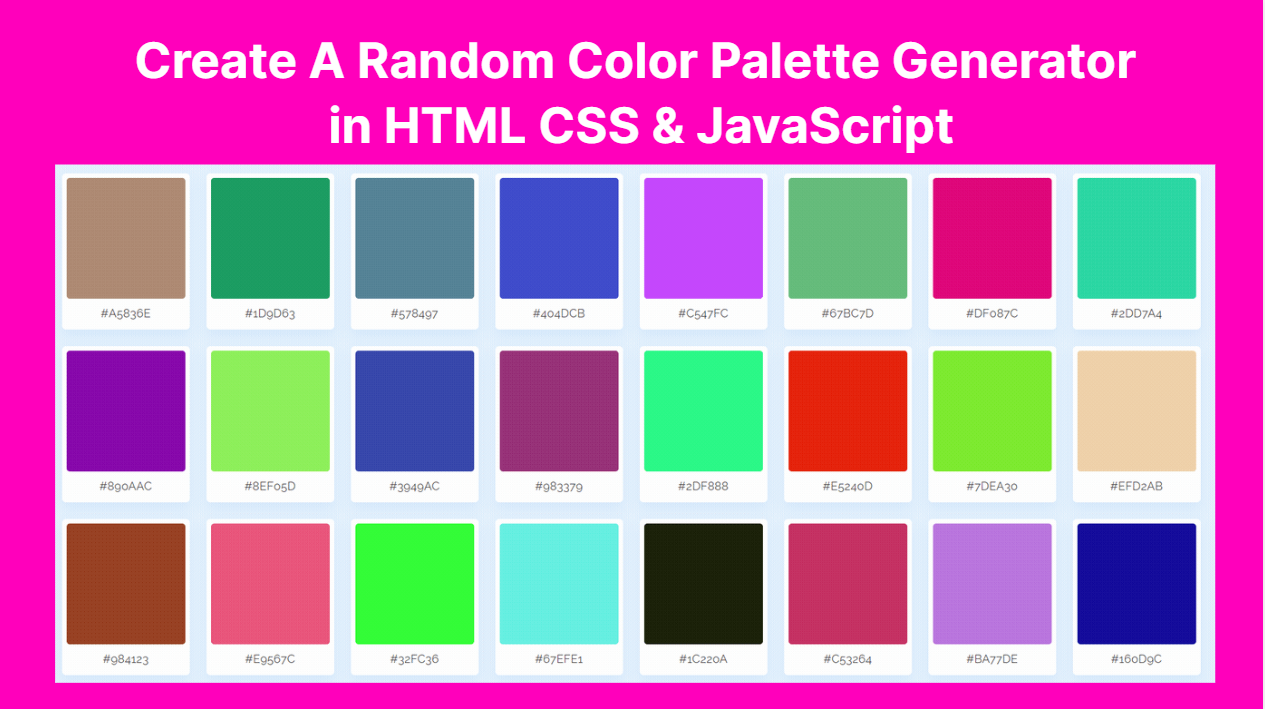 You are currently viewing Create A Random Color Palette Generator in HTML CSS & JavaScript