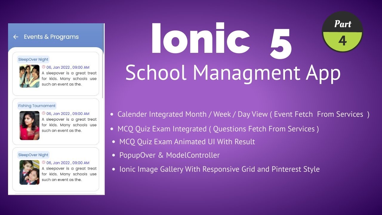 Read more about the article Ionic 5 School managment app : Events And Program Page
