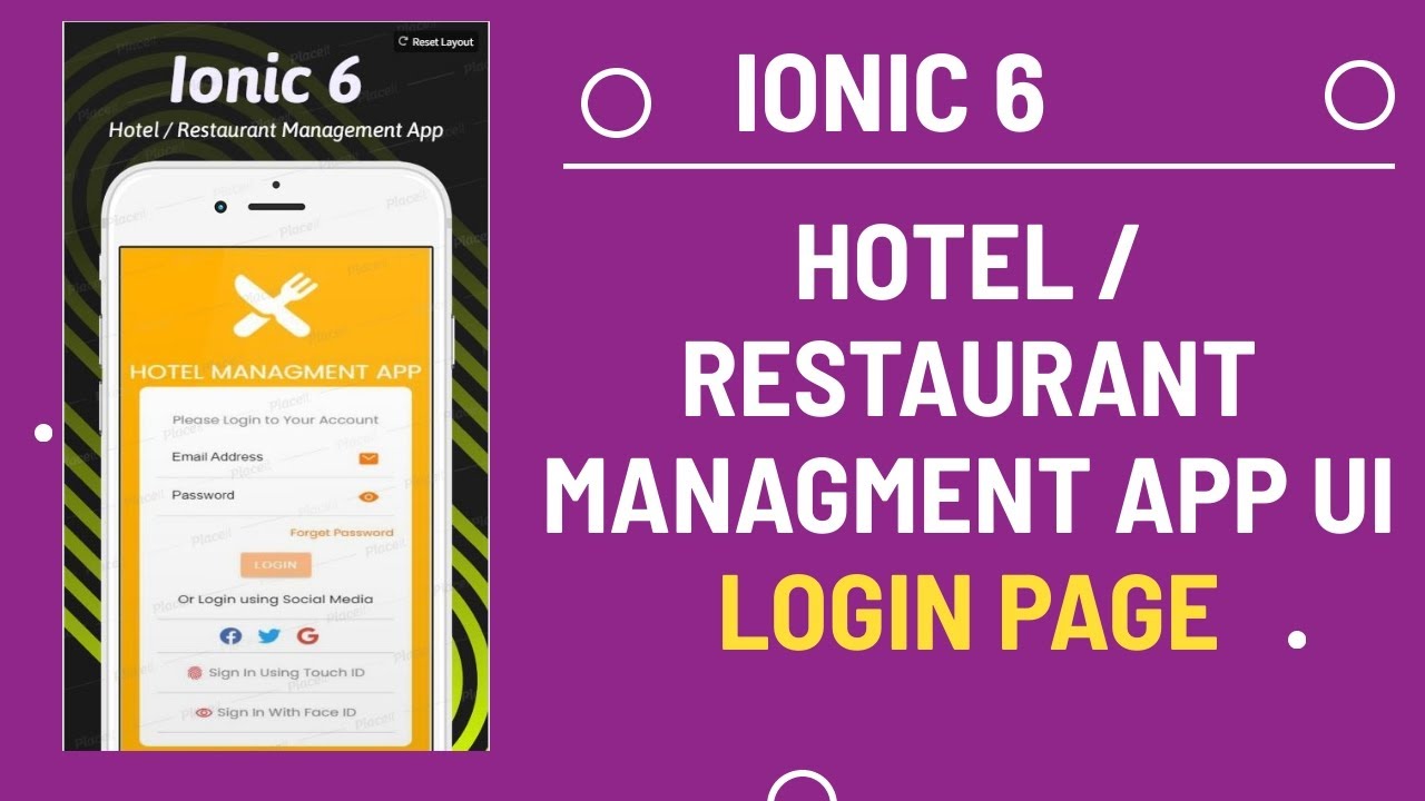 Read more about the article Ionic 6 Hotel / Restorent Managment App UI | Login Page