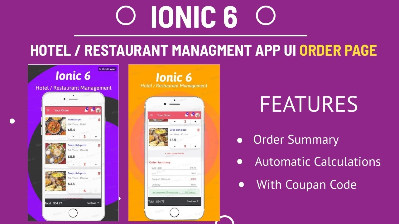 Read more about the article Ionic 6 Hotel / Restorent Managment App UI | Order Page