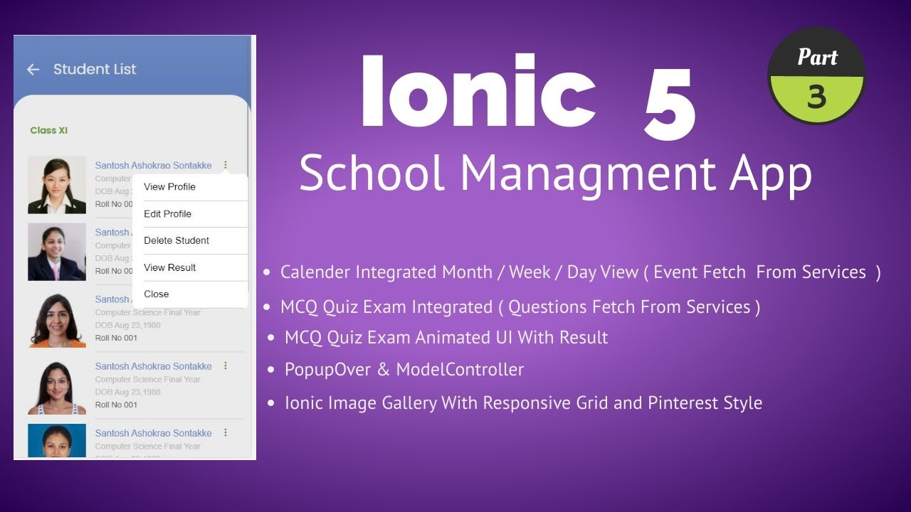 You are currently viewing Ionic 5 School managment app : Student List with ion-popover dialog